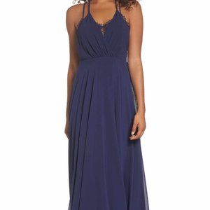 LULUS Celebrate the Moment Lace Trim Chiffon Maxi